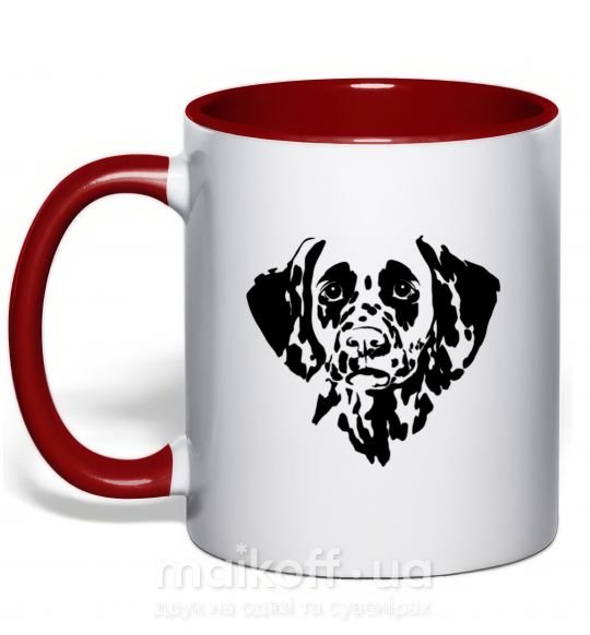 Чашка з кольоровою ручкою Dalmatian dog Червоний фото