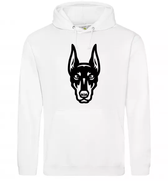 Чоловіча толстовка (худі) Doberman Head Білий фото