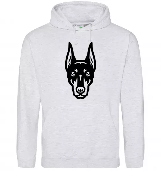 Чоловіча толстовка (худі) Doberman Head Сірий меланж фото