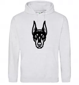 Чоловіча толстовка (худі) Doberman Head Сірий меланж фото