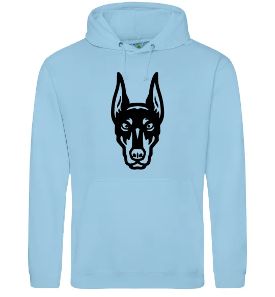 Мужская толстовка (худи) Doberman Head Голубой фото