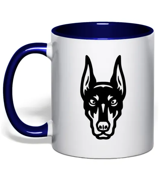 Чашка з кольоровою ручкою Doberman Head Глибокий темно-синій фото