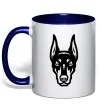 Чашка з кольоровою ручкою Doberman Head Глибокий темно-синій Чашка з кольоровою ручкою Doberman Head Глибокий темно-синій фото