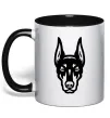 Чашка з кольоровою ручкою Doberman Head Чорний Чашка з кольоровою ручкою Doberman Head Чорний фото