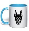 Чашка з кольоровою ручкою Doberman Head Блакитний Чашка з кольоровою ручкою Doberman Head Блакитний фото