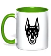 Чашка з кольоровою ручкою Doberman Head Зелений Чашка з кольоровою ручкою Doberman Head Зелений фото