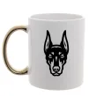 Чашка з кольоровою ручкою Doberman Head Золото Чашка з кольоровою ручкою Doberman Head Золото фото