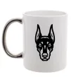 Чашка з кольоровою ручкою Doberman Head Срібло Чашка з кольоровою ручкою Doberman Head Срібло фото