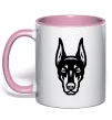 Чашка з кольоровою ручкою Doberman Head Ніжно рожевий Чашка з кольоровою ручкою Doberman Head Ніжно рожевий фото