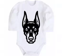 Детский боди Doberman Head Белый фото