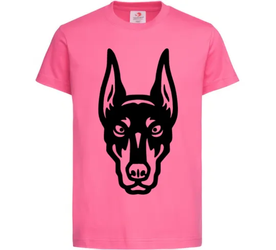 Дитяча футболка Doberman Head Яскраво-рожевий фото