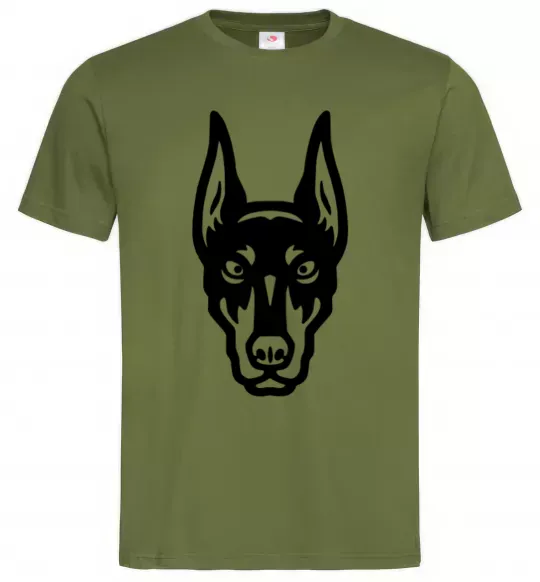 Мужская футболка Doberman Head Оливковый фото