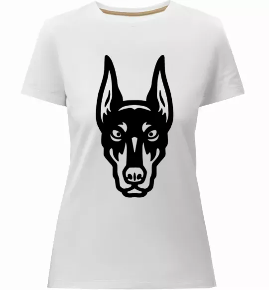 Женская премиум футболка Doberman Head Белый фото