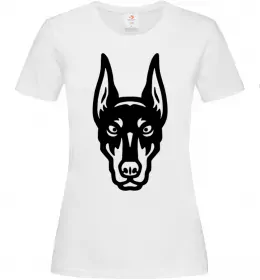 Жіноча футболка Doberman Head Білий фото