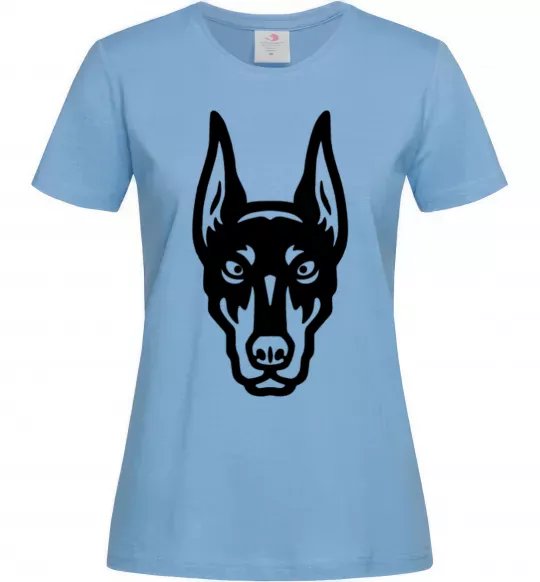 Жіноча футболка Doberman Head Блакитний фото