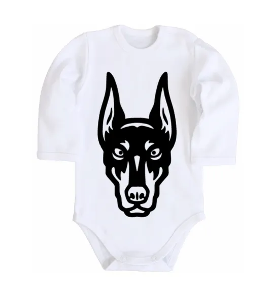 Дитячий бодік Doberman Head Білий фото
