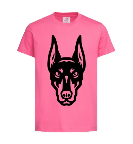 Детская футболка Doberman Head Ярко-розовый фото
