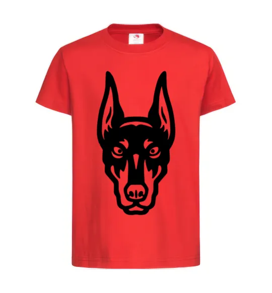 Детская футболка Doberman Head Красный фото
