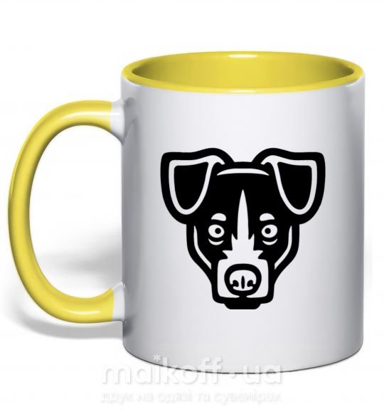 Чашка з кольоровою ручкою Terrier Head Сонячно жовтий фото