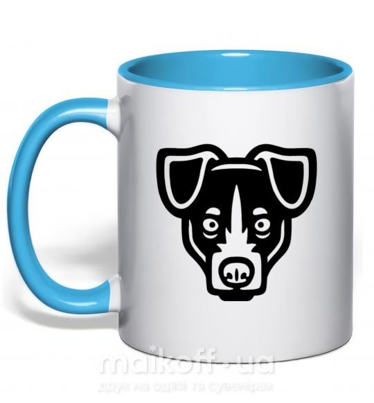 Чашка з кольоровою ручкою Terrier Head Блакитний фото