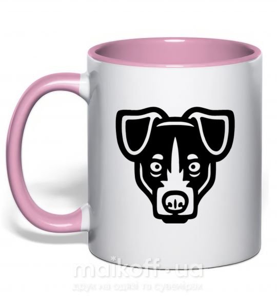 Чашка з кольоровою ручкою Terrier Head Ніжно рожевий фото