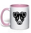 Чашка з кольоровою ручкою Terrier Head Ніжно рожевий фото