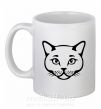 Чашка керамическая British cat Белый фото