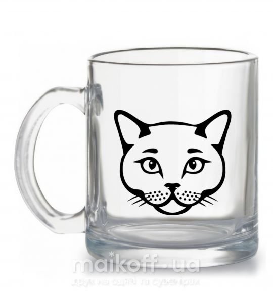Чашка стеклянная British cat Прозрачный фото