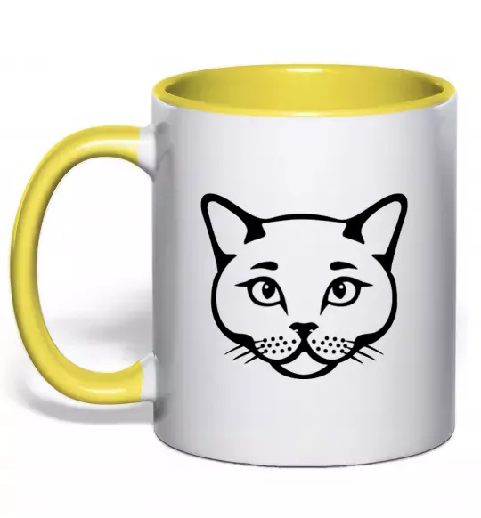 Чашка з кольоровою ручкою British cat Сонячно жовтий фото