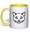 Чашка з кольоровою ручкою British cat Сонячно жовтий фото