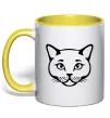 Чашка с цветной ручкой British cat Лимонный фото