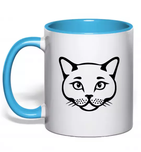 Чашка з кольоровою ручкою British cat Блакитний фото