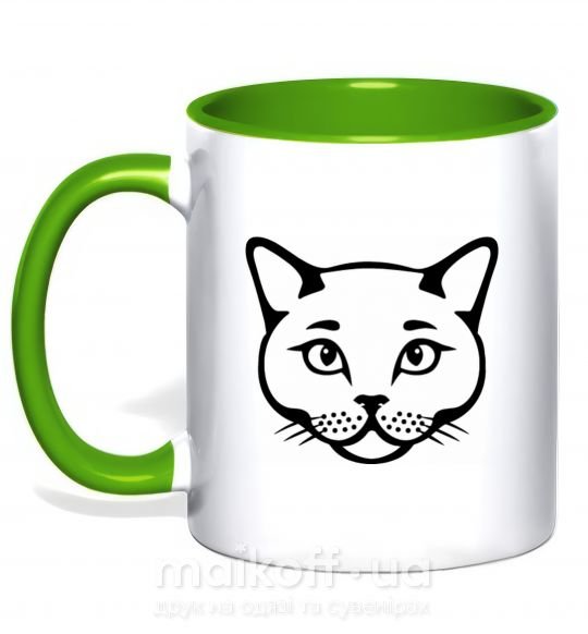Чашка с цветной ручкой British cat Зеленый фото