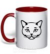 Чашка з кольоровою ручкою British cat Червоний фото