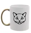 Чашка з кольоровою ручкою British cat Золото фото