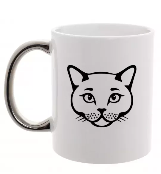 Чашка з кольоровою ручкою British cat Срібло фото