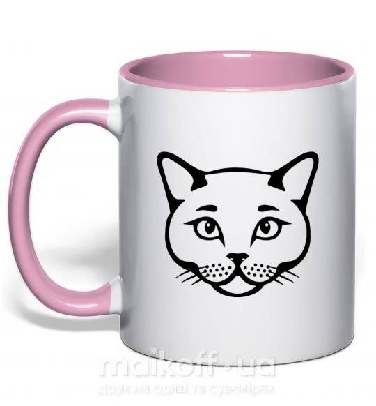 Чашка з кольоровою ручкою British cat Ніжно рожевий фото