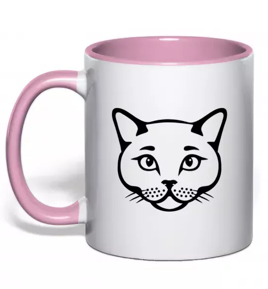 Чашка з кольоровою ручкою British cat Ніжно рожевий фото