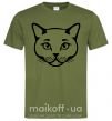 Мужская футболка British cat Оливковый фото