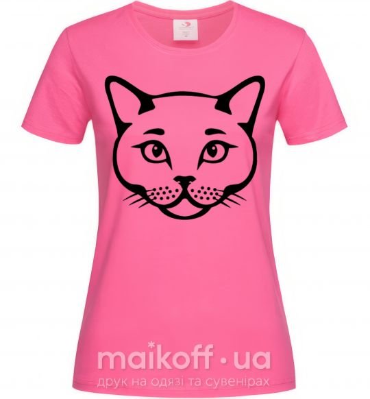 Жіноча футболка British cat Яскраво-рожевий фото