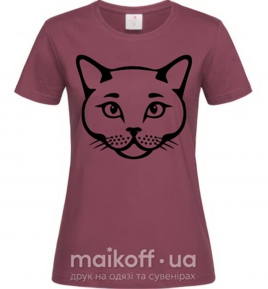 Жіноча футболка British cat Бордовий фото