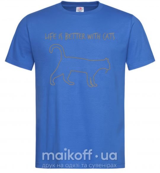 Чоловіча футболка Life is better with a cat Яскраво-синій фото