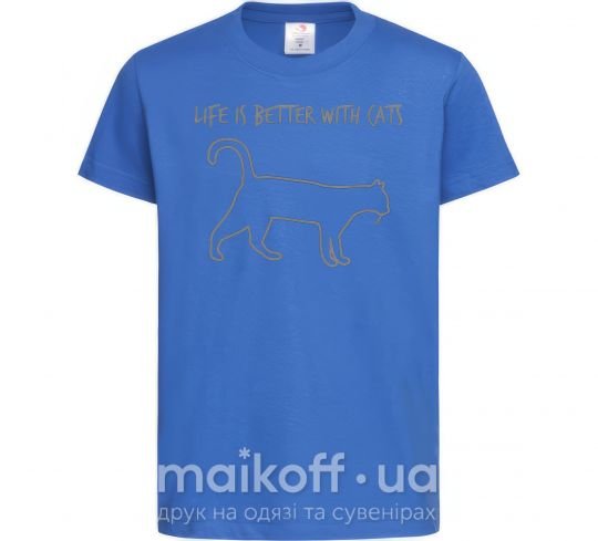Дитяча футболка Life is better with a cat Яскраво-синій фото