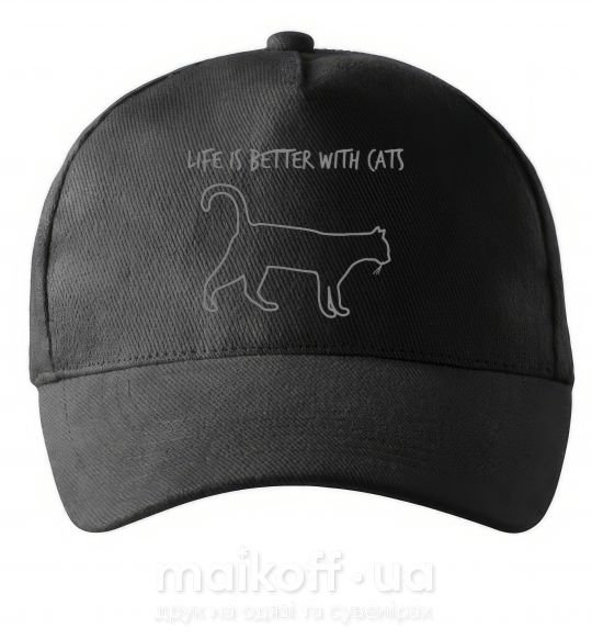 Кепка Life is better with a cat Черный фото