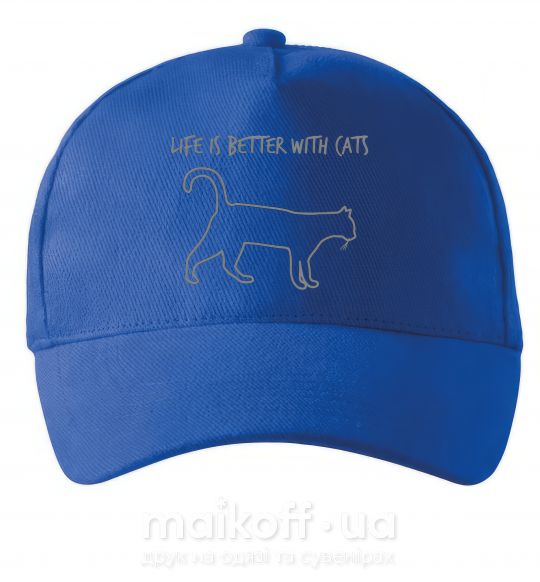 Кепка Life is better with a cat Ярко-синий фото
