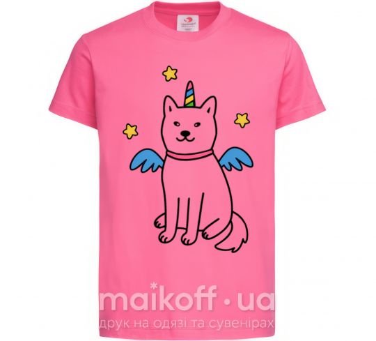 Дитяча футболка Shiba unicorn Яскраво-рожевий фото