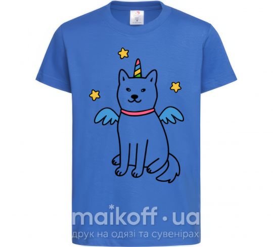 Детская футболка Shiba unicorn Ярко-синий фото