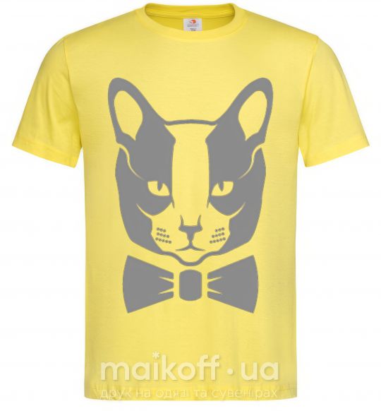 Мужская футболка Gray cat Лимонный фото