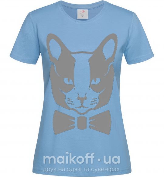 Жіноча футболка Gray cat Блакитний фото
