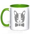 Чашка з кольоровою ручкою Gray cat Зелений фото